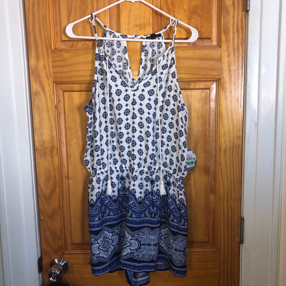 NWT Bebop blue and white patterned romper